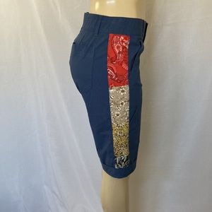 DEMOCRACY Jeans Tummy Control Utility Size 6 High Rise Spliced Print Shorts NWOT